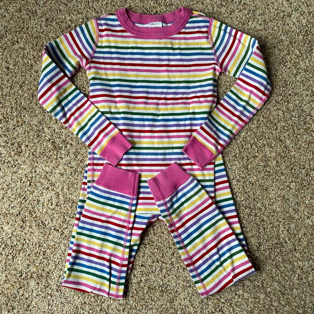 Hanna andersson striped pajamas rainbow 6-7 110cm